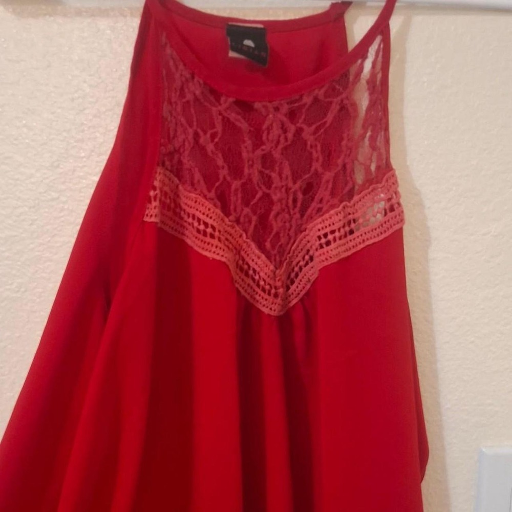 Red lace tank top